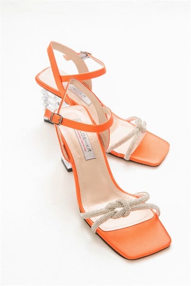 FIONA Orange Satin Sandals