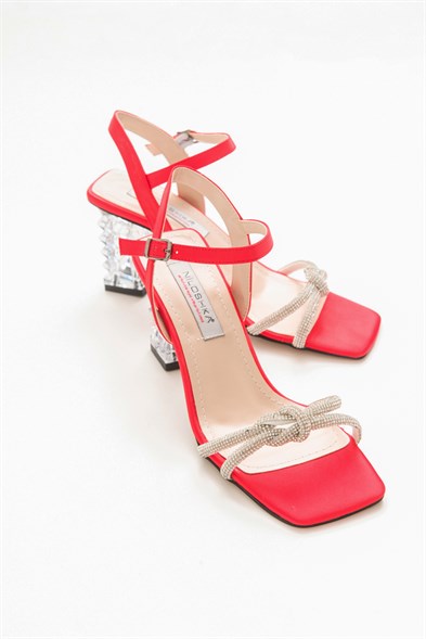 FIONA Red Satin Sandals