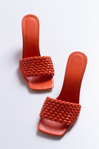 MONICA Orange Hand Knitting Slipper