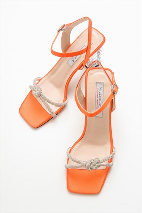 FIONA Orange Satin Sandals