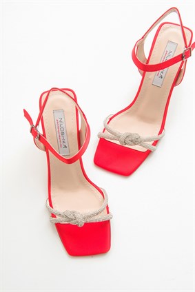 FIONA Red Satin Sandals