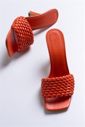 MONICA Orange Hand Knitting Slipper